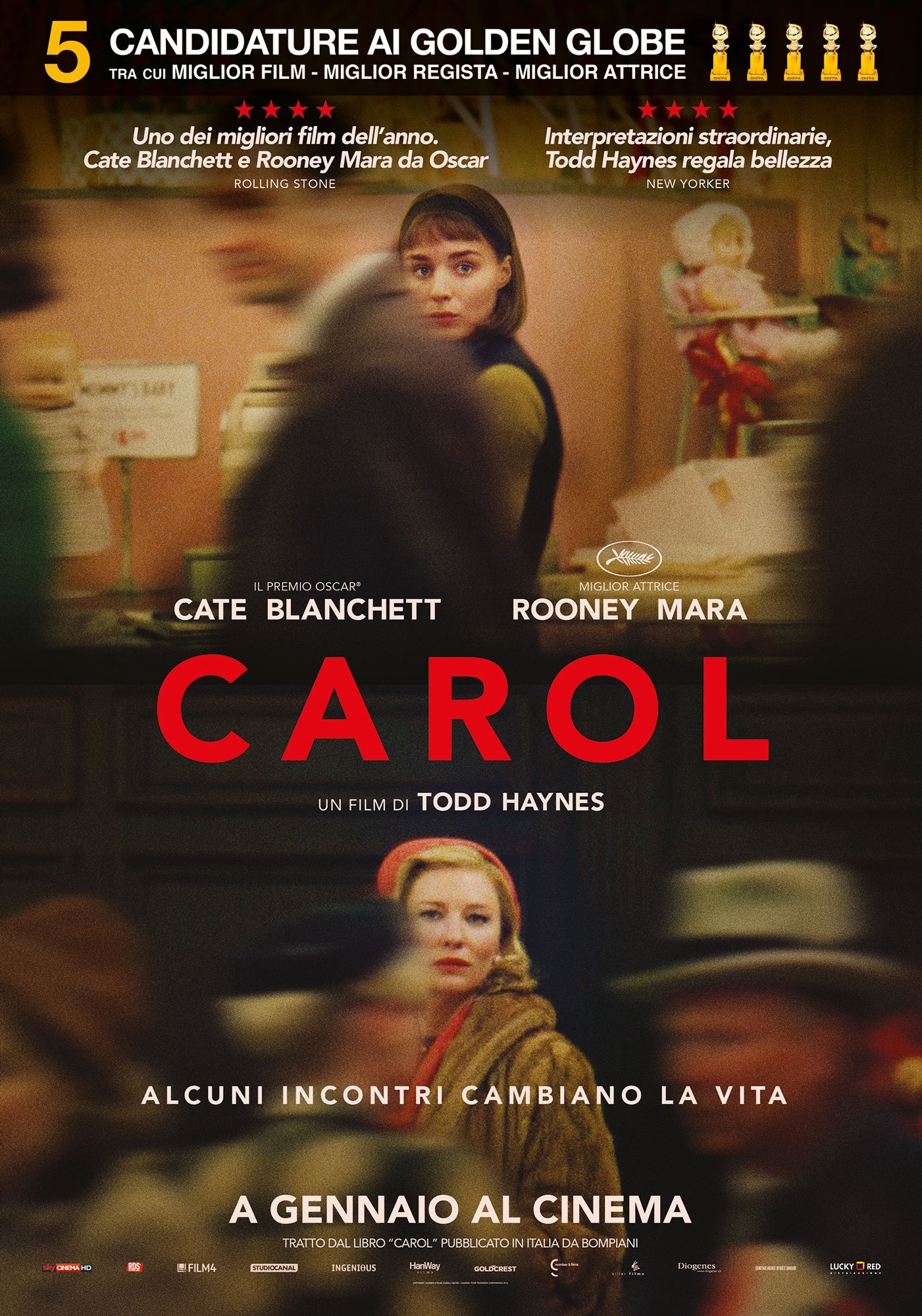 #CinemaSTop: Sorpresa Golden Globes, Carol in testa con 5 nominations - Carol manifesto italiano - Gay.it Archivio