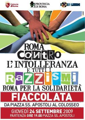 Tutti in piazza contro il razzismo, la violenza e l'omofobia - RomaControIntolleranzaFiaccolata2009 - Gay.it Archivio