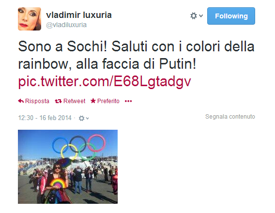 Luxuria protesta ancora a Sochi: fermata di nuovo dalla polizia - Vladimir Luxuria Arrestata sochi russia - Gay.it Archivio