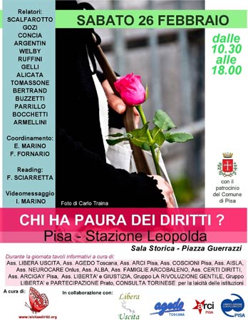 Chi ha paura dei diritti? Associazioni a convegno a Pisa - diritti pisaF1 - Gay.it Archivio