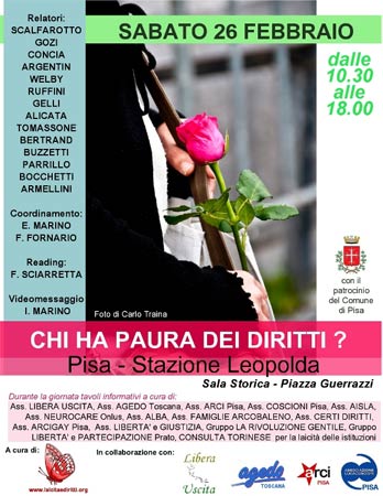 Chi ha paura dei diritti? Associazioni a convegno a Pisa - diritti pisaF1 - Gay.it Archivio