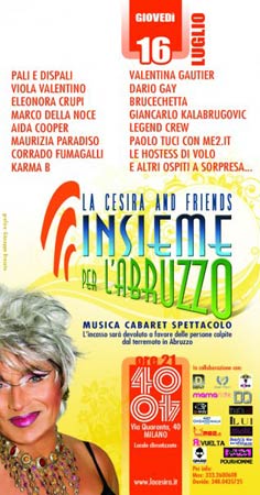 "La Cesira&Friends": musica in solidarietà con l'Abruzzo - lacesiraandfriendsF1 - Gay.it Archivio