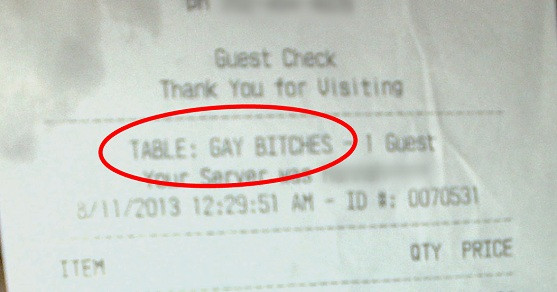 "Puttanelle gay" sullo scontrino, e il gestore licenzia la cameriera - scontrino washington1 - Gay.it Archivio