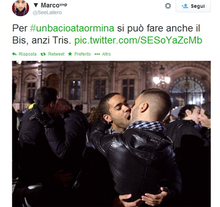 Taormina: "Che schifo i baci gay". La rete esplode: #unbacioataormina - taormina bacio2 - Gay.it Archivio