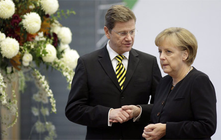 Guido Westerwelle con Angela Merkel